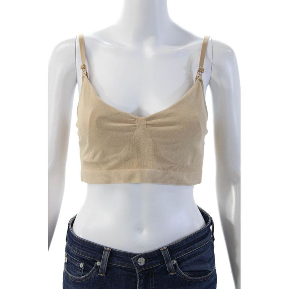 Hatch Womens Adjustbale Strap V Neck Knit Sports Bra Brown Size Medium